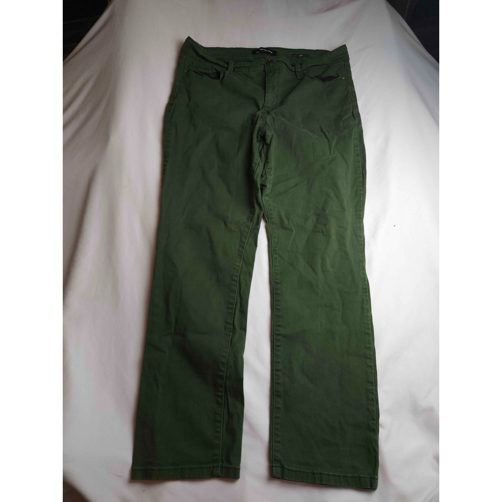 Bandolino Amy Straight Jean Womens Size 16 Olive Green Stretch Denim Pockets